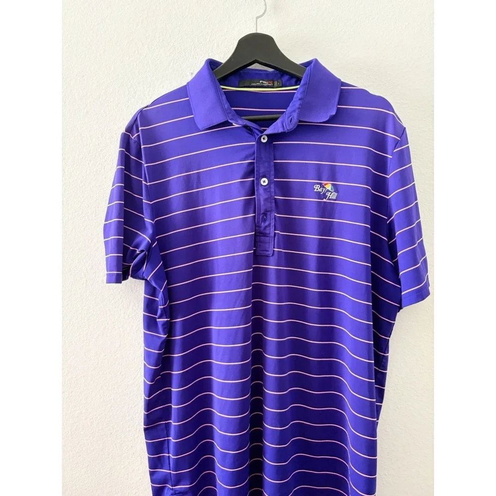 RLX Ralph Lauren Men's Large Striped Performance Golf Polo Shirt Bay Hill